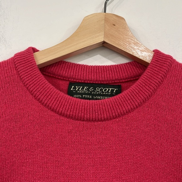 Lyle & Scott Hawick Scotland Lambswool Crewneck Golf Raspberry Red Oversized M - Picture 2 of 11